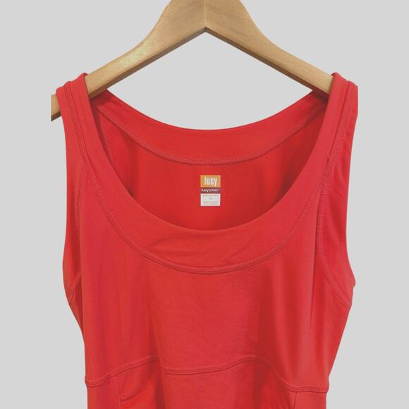 LUCY Power Supplex Nylon Blend Salmon Gathered Front Pullover Workout Tank Small - Picture 2 of 6